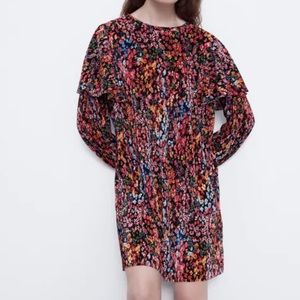 Zara Pleated Ruffle Dress - Size M